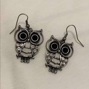 Silver owl earrings